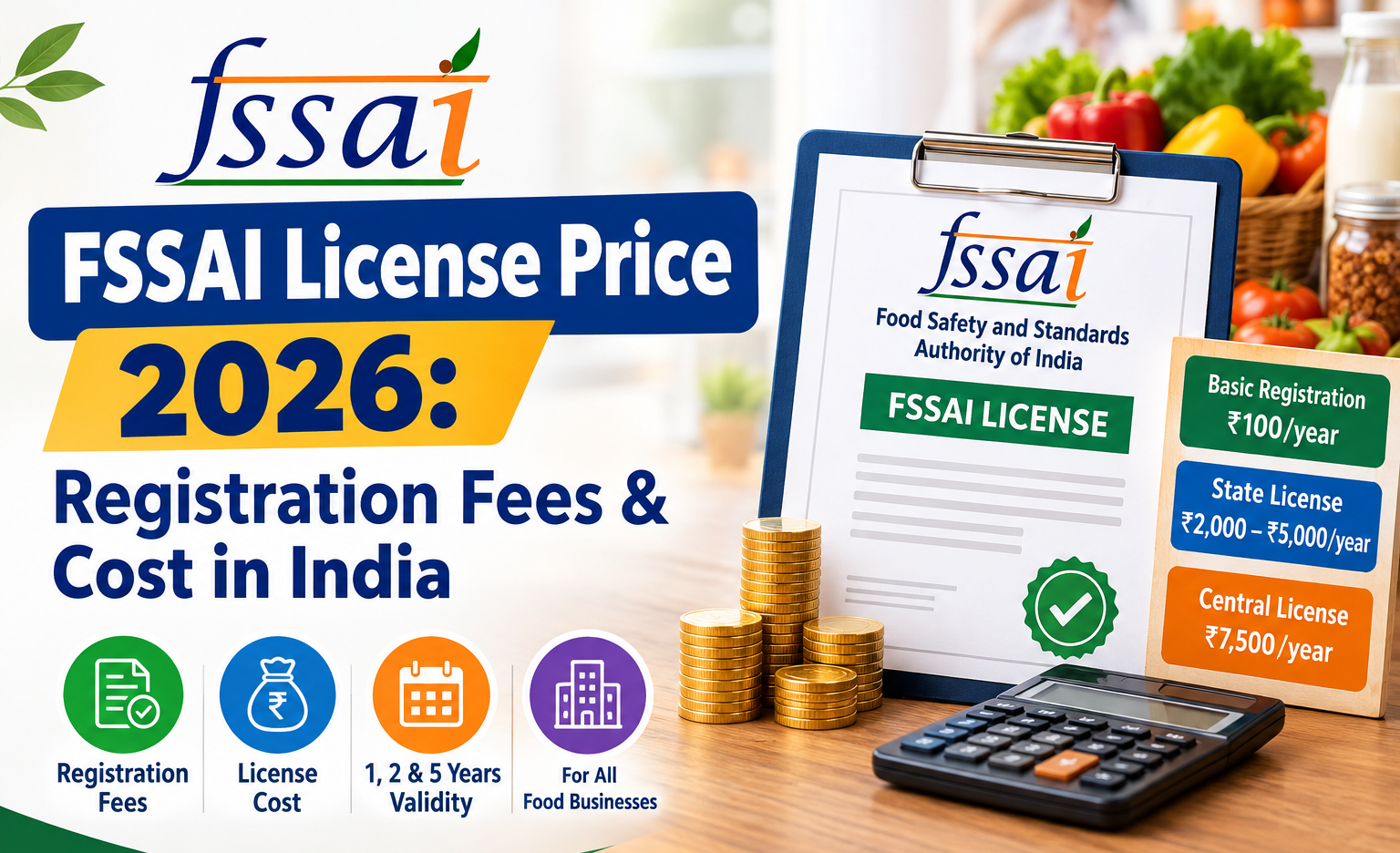 FSSAI License Price 2026: Registration Fees & Cost in India